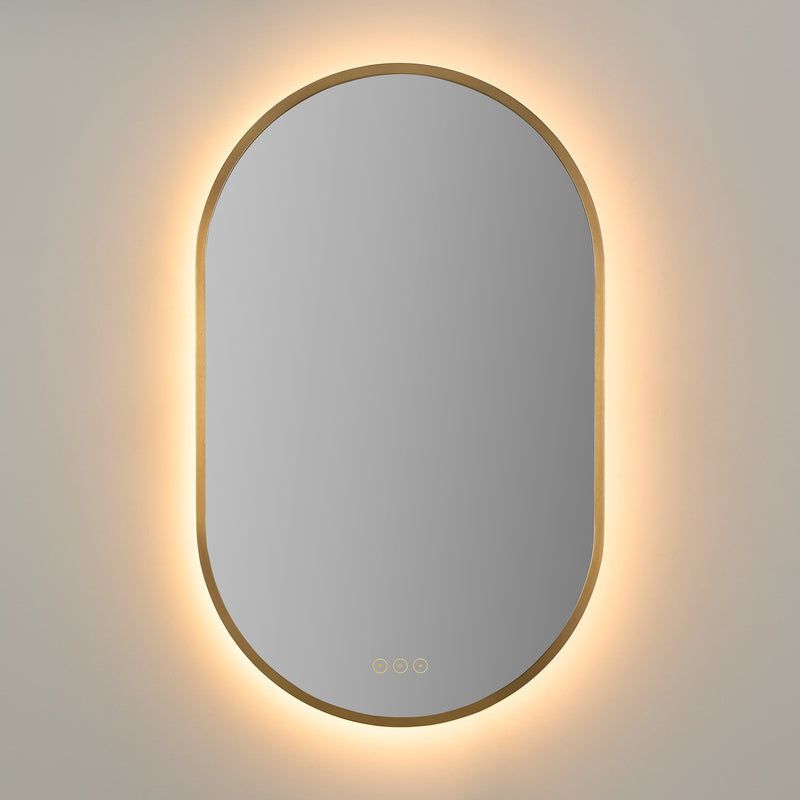 Pildora 20" x 32" LED Capsule Mirror in Brushed Brass