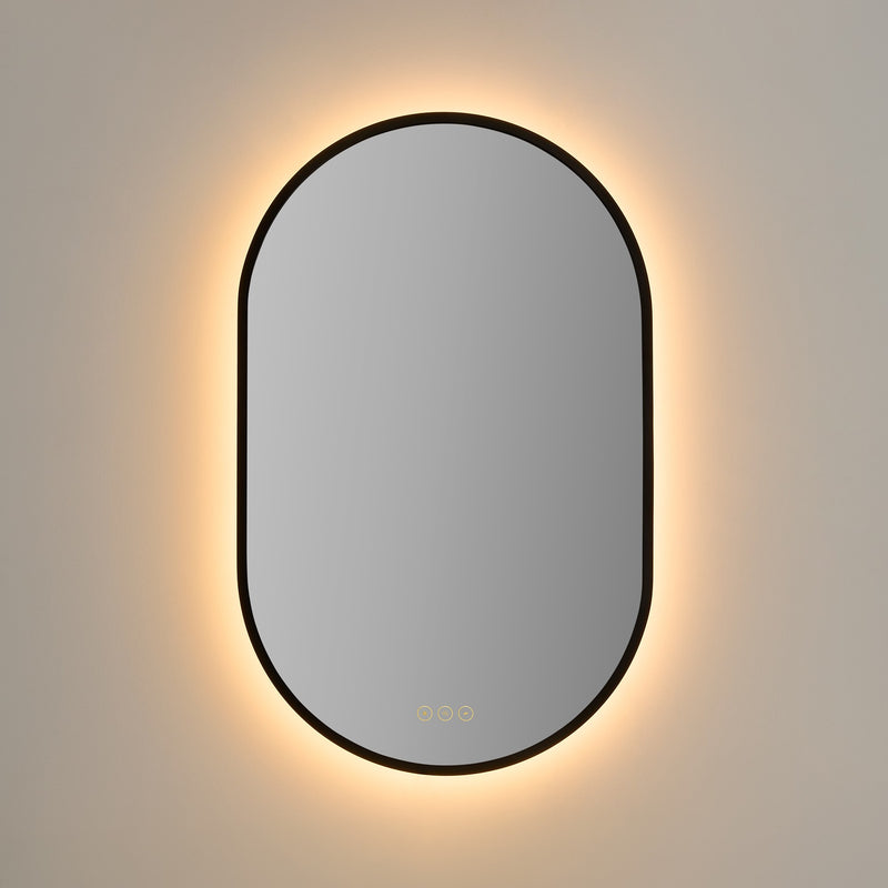 Pildora 20" x 32" LED Capsule Mirror in Matte Black