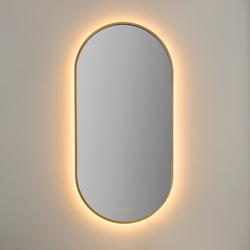 Pildora 21" x 42" LED Capsule Mirror in Brushed Brass