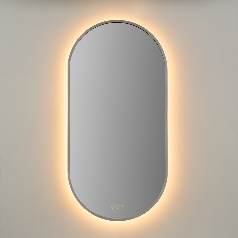 Pildora 21" x 42" LED Capsule Mirror in Satin Nickel