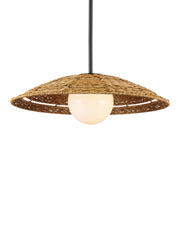 Barbary Small Outdoor Pendant in Natural / Black / Frosted White