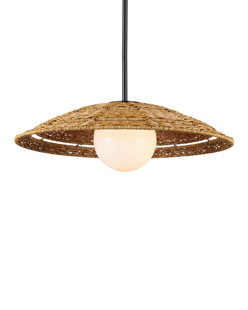 Barbary Small Outdoor Pendant in Natural / Black / Frosted White