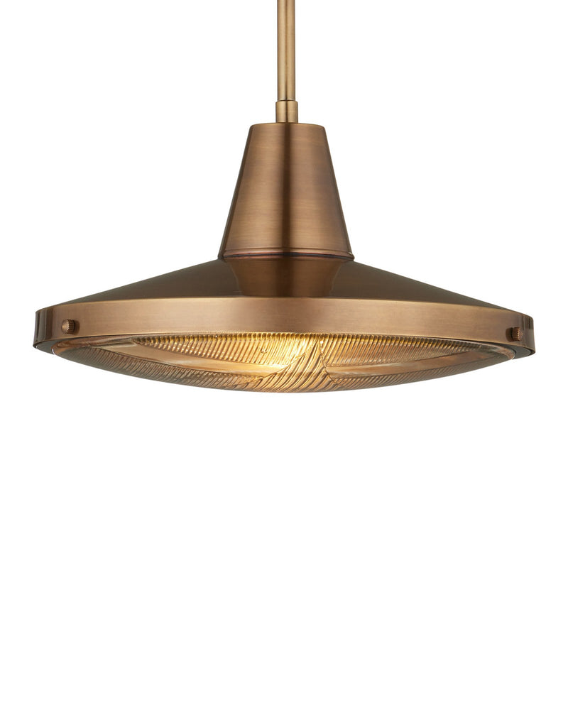 Mariner Outdoor Pendant in Antique Brass / Clear