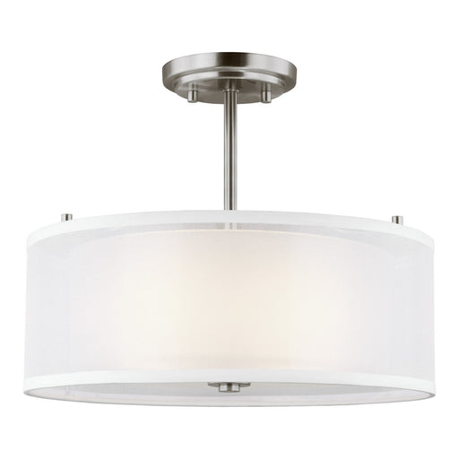 Elmwood Park 2-Light Semi-Flush Mount in Brushed Nickel