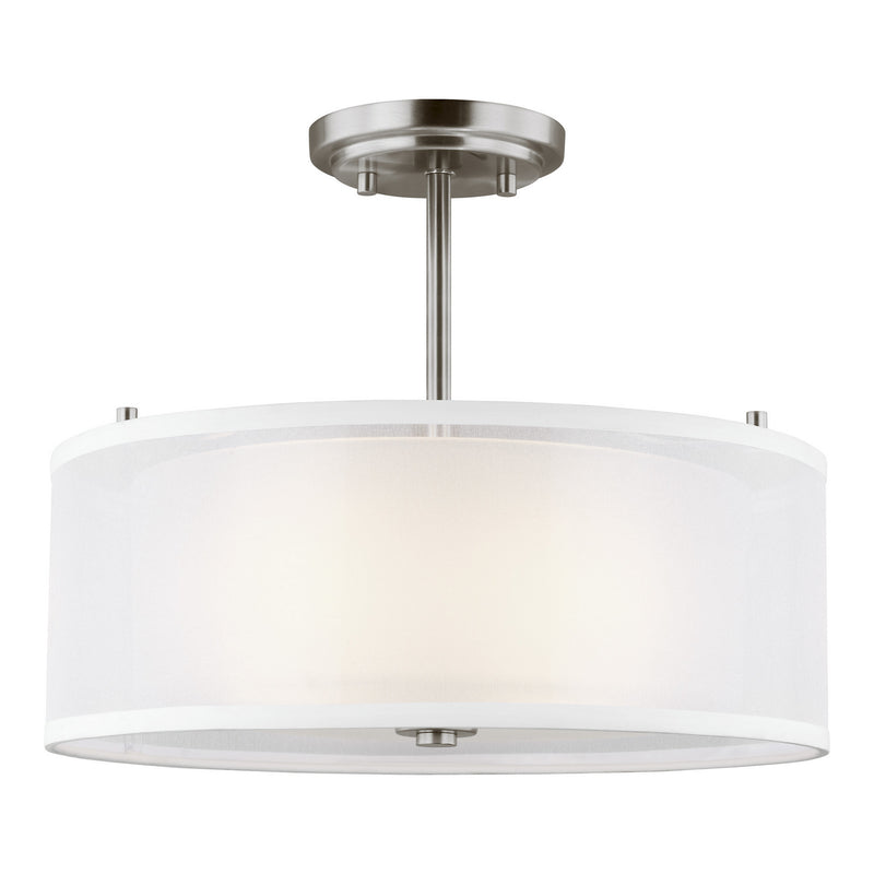 Elmwood Park Two Light Semi-Flush Mount in Brushed Nickel
