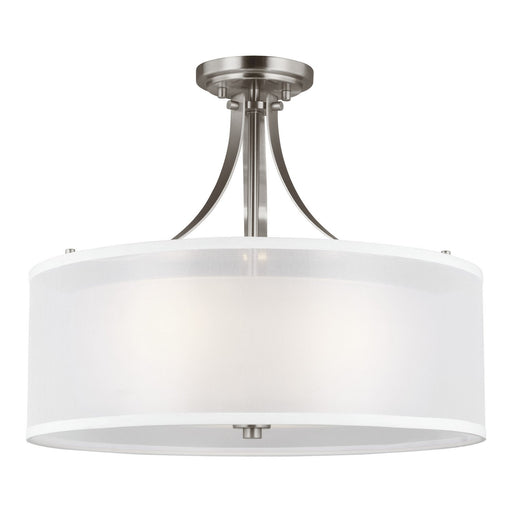 Elmwood Park 3-Light Drum Semi-Flush Mount in Brushed Nickel
