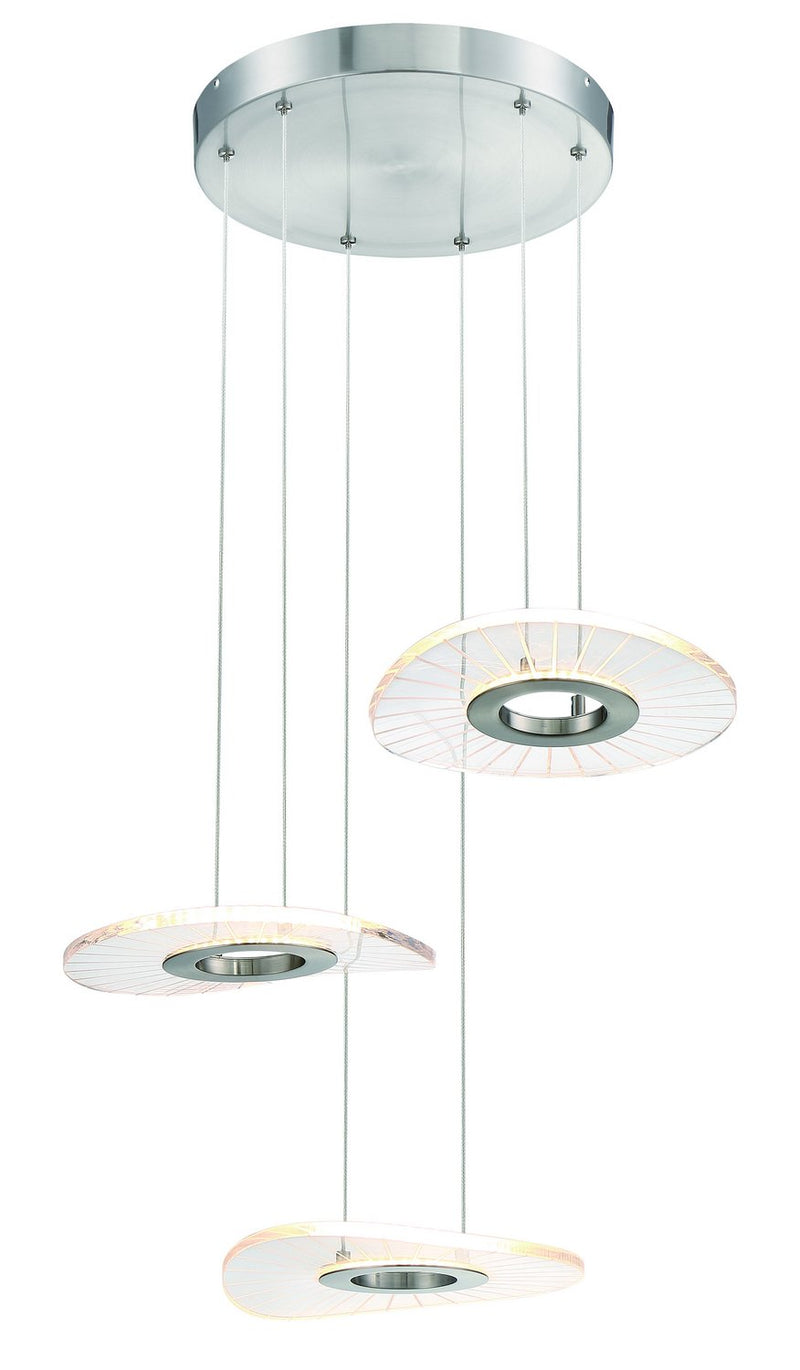 Light Ray 3-Light Pendant in Brushed Nickel