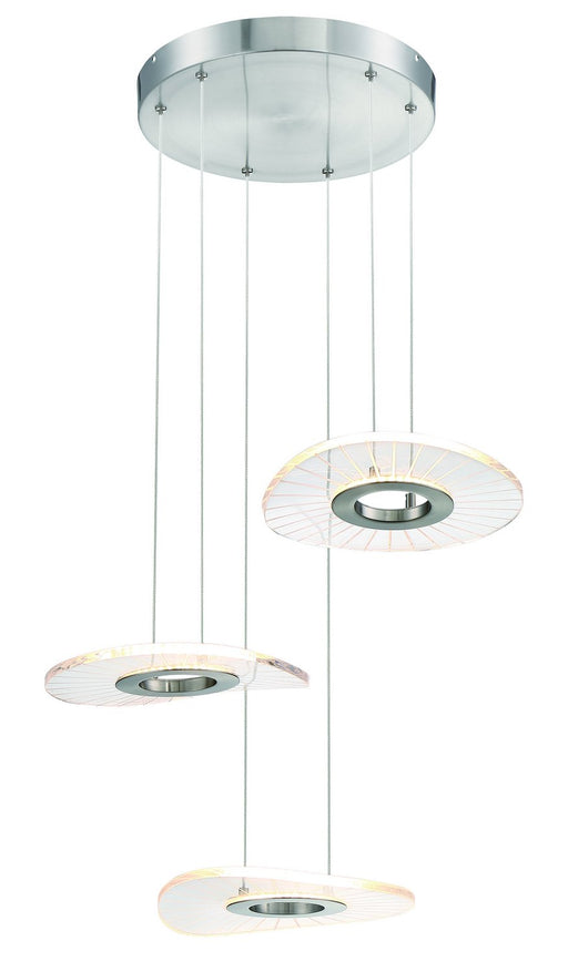 Light Ray 3-Light Pendant in Brushed Nickel