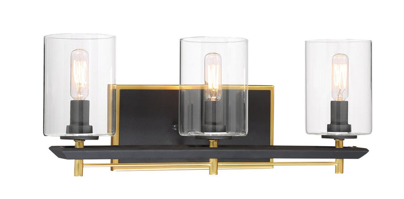 Sable Point 3-Light Bath Vanity Light in Sand Black with Honey Gold