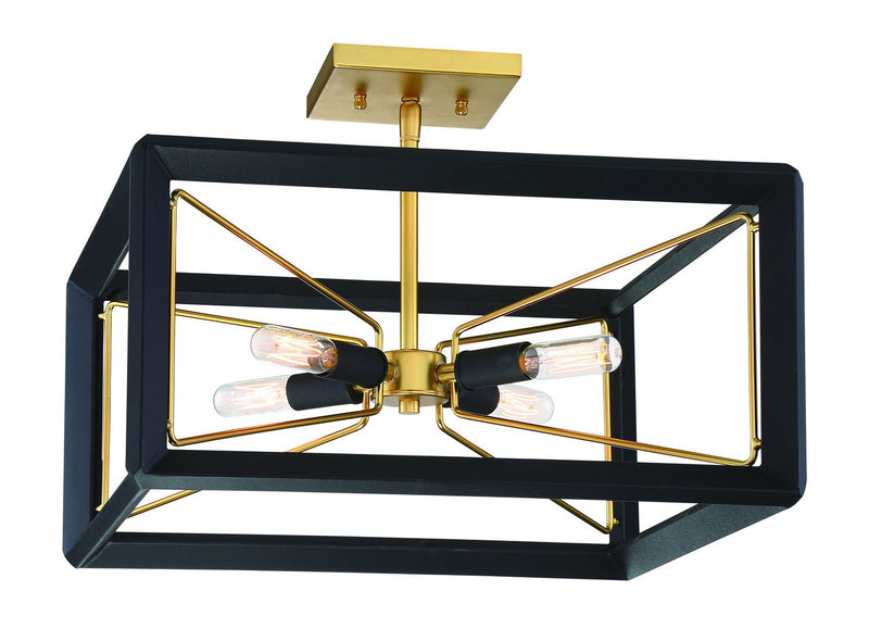 Sable Point 4-Light Semi-Flush Mount in Sand Black with Honey Gold