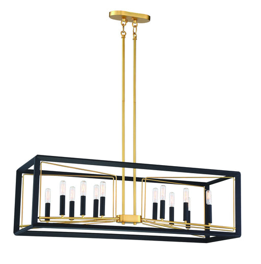 Sable Point 12-Light Linear Chandelier in Sand Black with Honey Gold