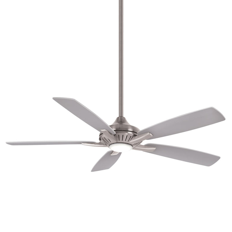 Dyno 52" LED Ceiling Fan in Brushed Nickel with Silver Blades / Silver/Aged Wood Finish