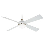 Orb 54" LED Ceiling Fan in Flat White with Brushed Nickel