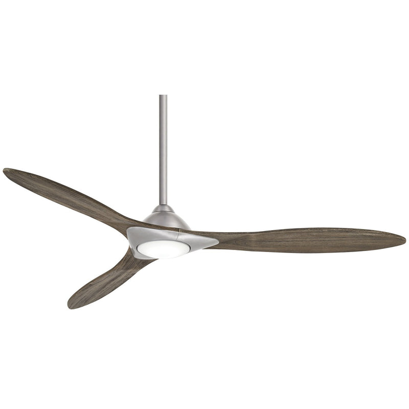 Sleek 60" LED Ceiling Fan in Brushed Nickel / Seasoned Wood