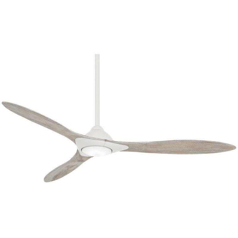 Sleek 60" LED Ceiling Fan in Flat White / Bleached Seasoned Wood