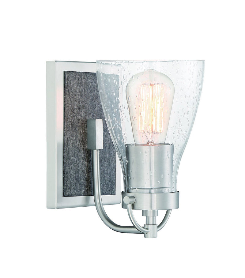 Garrison Bath Sconce in Brush Nickel w/Shale Wood
