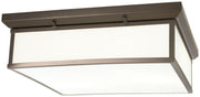 LED White Glass Flush Mount 20" in Harvard Court Bronze