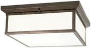 LED White Glass Flush Mount 16" in Harvard Court Bronze