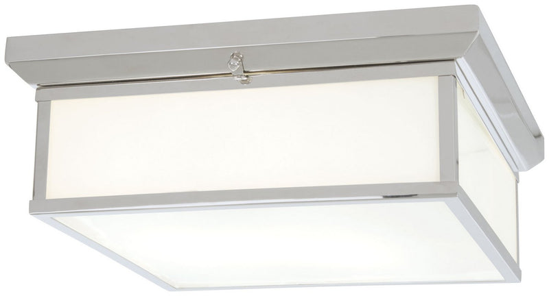 LED White Glass Flush Mount 16" in Chrome