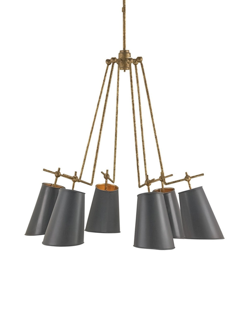 Jean-Louis 6-Light Chandelier in Old Brass/Marbella Black/Contemporary Gold Leaf