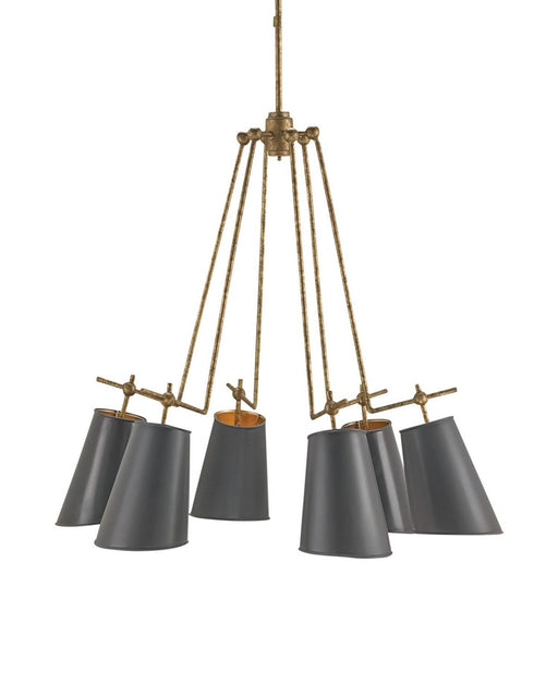 Jean-Louis 6-Light Chandelier in Old Brass/Marbella Black/Contemporary Gold Leaf