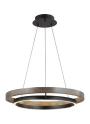 Grace 30 Chandelier in Matte Black and Weathered Oak Wood