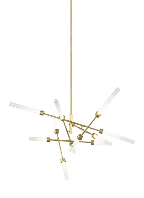 Linger 12-Light Abstract Chandelier in 12-Light Abstract Chandelier Natural Brass