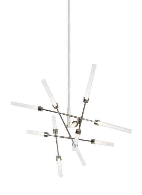 Linger 12-Light Abstract Chandelier in 12-Light Abstract Chandelier Polished Nickel