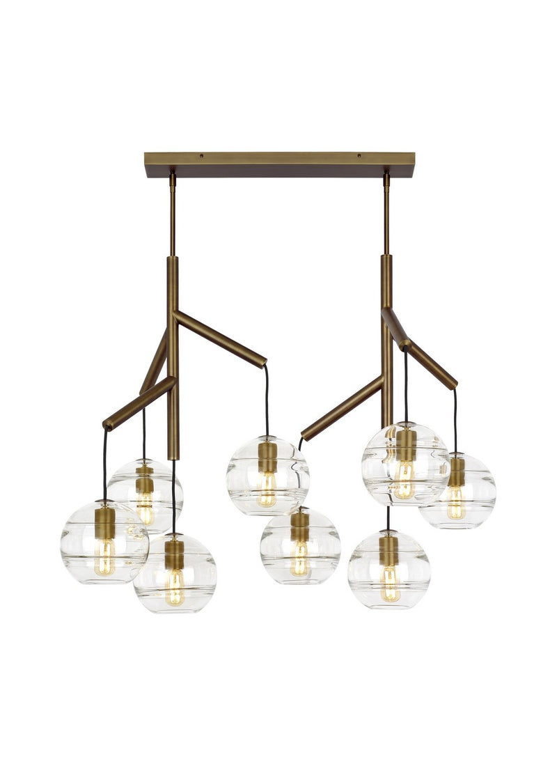 Sedona Double 8-Light Chandelier in Double Clear Aged Brass