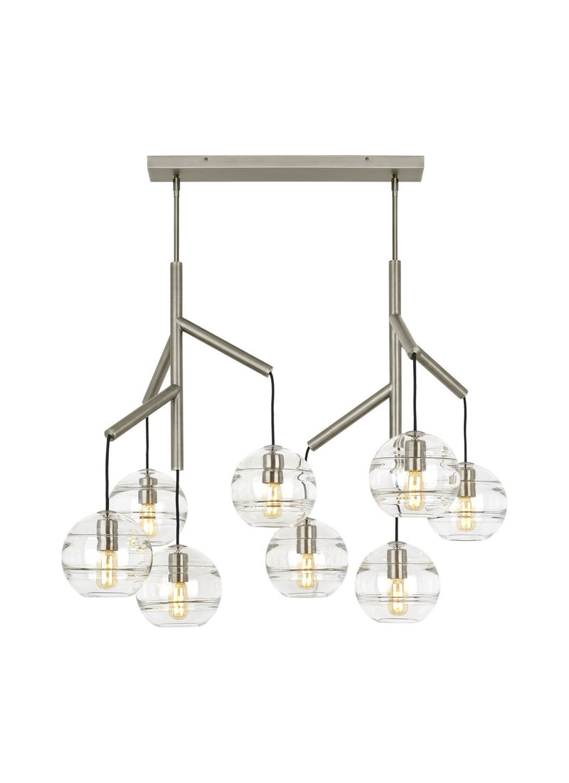 Sedona Double 8-Light Chandelier in Double Clear Satin Nickel