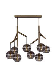 Sedona Double 8-Light Chandelier in Transparent Smoke Aged Brass