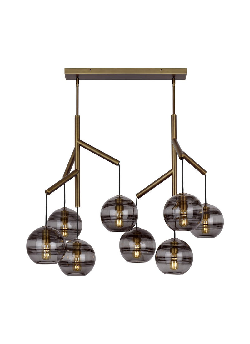 Sedona Double 8-Light Chandelier in Transparent Smoke Aged Brass