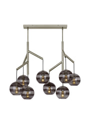 Sedona Double 8-Light Chandelier in Double Transparent Smoke Satin Nickel
