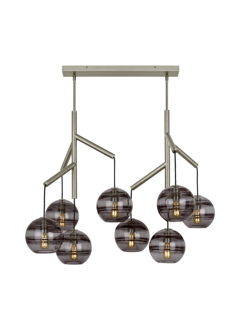 Sedona Double 8-Light Chandelier in Double Transparent Smoke Satin Nickel
