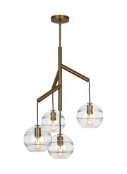Sedona Single 4-Light Chandelier in Clear Aged Brass