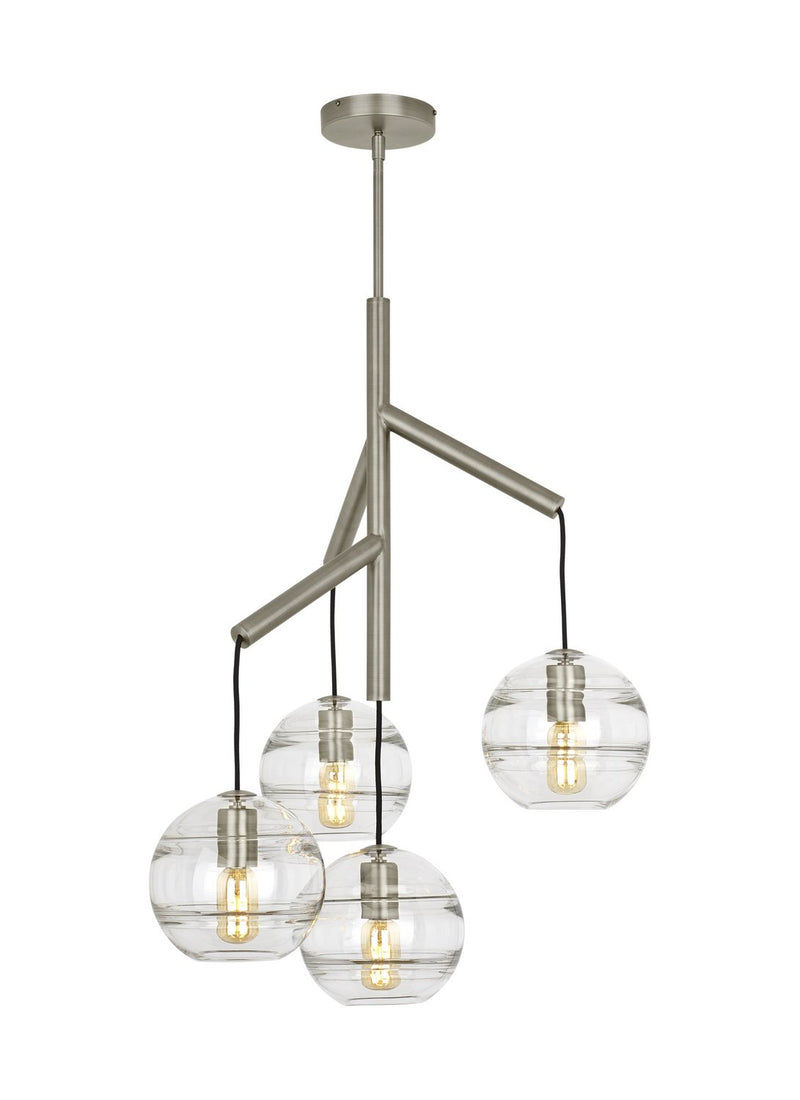 Sedona Single 4-Light Chandelier in Single Clear Satin Nickel