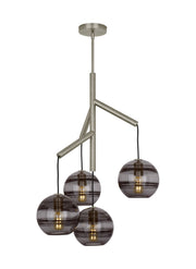 Sedona Single 4-Light Chandelier in Single Transparent Smoke Satin Nickel