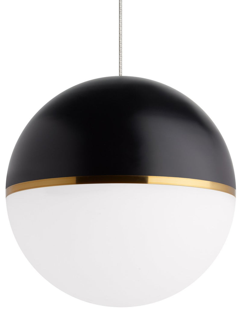 Akova Grande Pendant in Matte Black and Aged Brass
