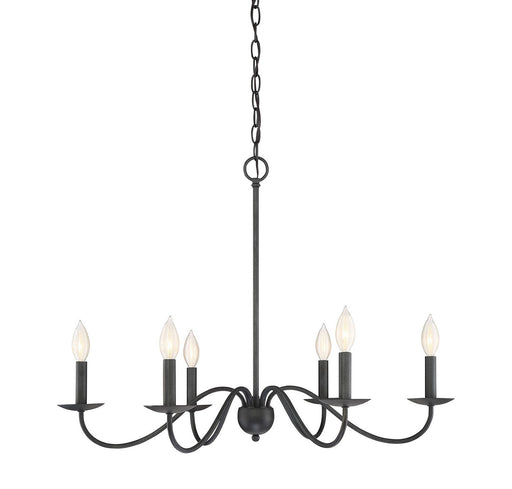 Farmhouse Candle 30" 6-Light Chandelier in Aged Iron