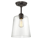 Clear Cone Glass 1-Light Semi-Flush Mount in Oil Rubbed Bronze