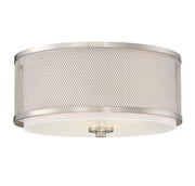 Industrial Fabric Drum 15" 3-Light Flush Mount in Brushed Nickel