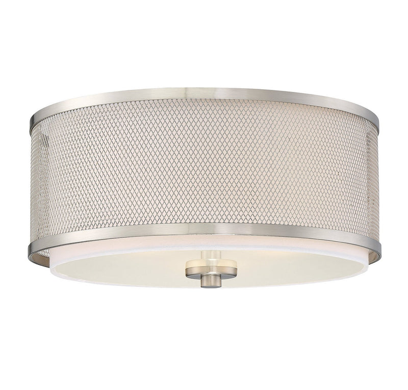 Industrial Fabric Drum 15" 3-Light Flush Mount in Brushed Nickel