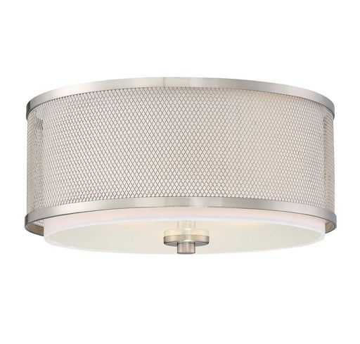 Industrial Fabric Drum 15" 3-Light Flush Mount in Brushed Nickel