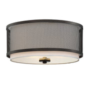 Industrial Fabric Drum 15" 3-Light Flush Mount in Oil Rubbed Bronze