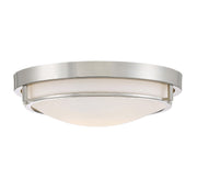 Slim White Glass Drum 13" 2-Light Flush Mount in Polished Nickel