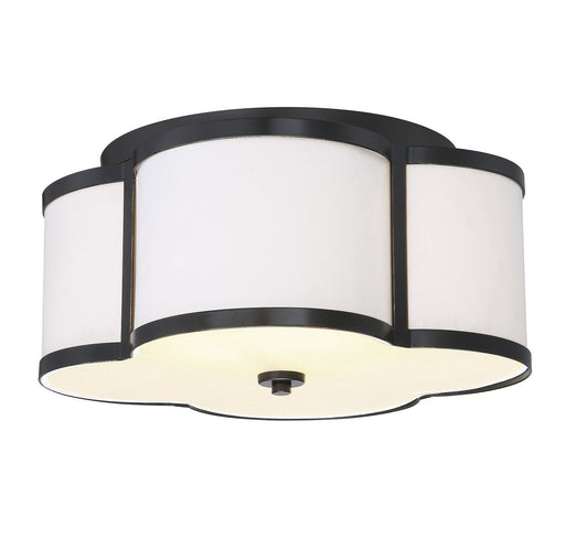 Mid-Century Fabric Shade 16" 3-Light Flush Mount in Classic Bronze