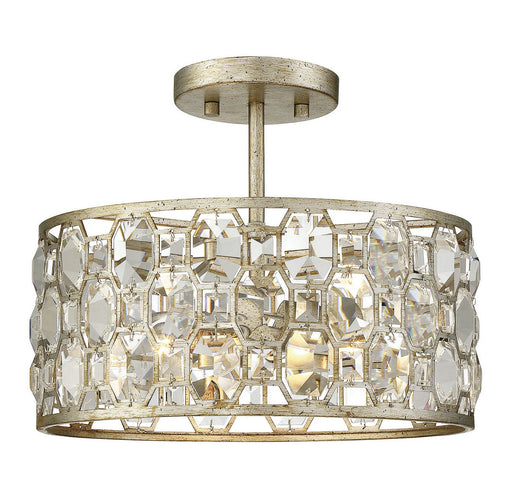 Crystal Drum 13" 2-Light Semi-Flush Mount in Silver Gold