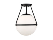 Opal Globe 13" 1-Light Semi-Flush Mount in Matte Black