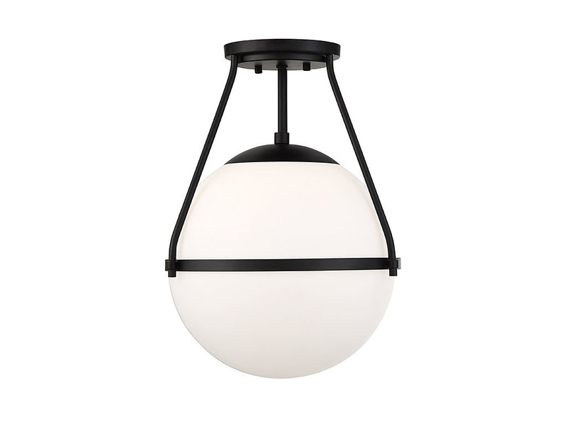 Opal Globe 13" 1-Light Semi-Flush Mount in Matte Black