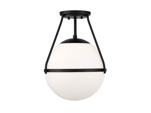 Opal Globe 13" 1-Light Semi-Flush Mount in Matte Black